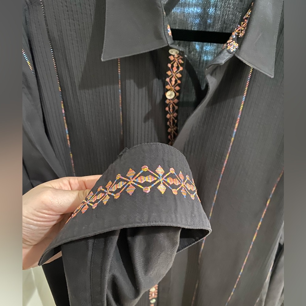 Multi-Colored Black Button Down By Robert Graham - image 6